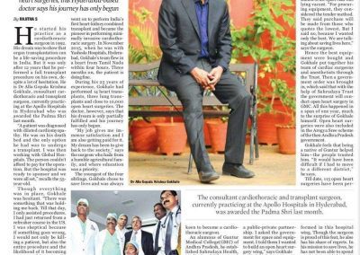 Latest News Coverage in New Indian Express about Dr.Gokhale and His Journeys