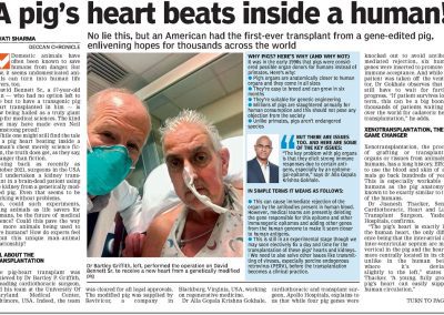 News Paper Coverage On Dr Gokhale Speaks About A Pig’s Heart Beats Inside A Human