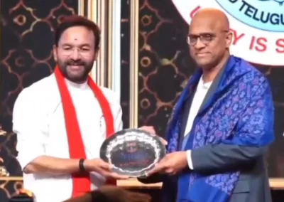 Dr. Gokhale Honored at the World Telugu Federation Event